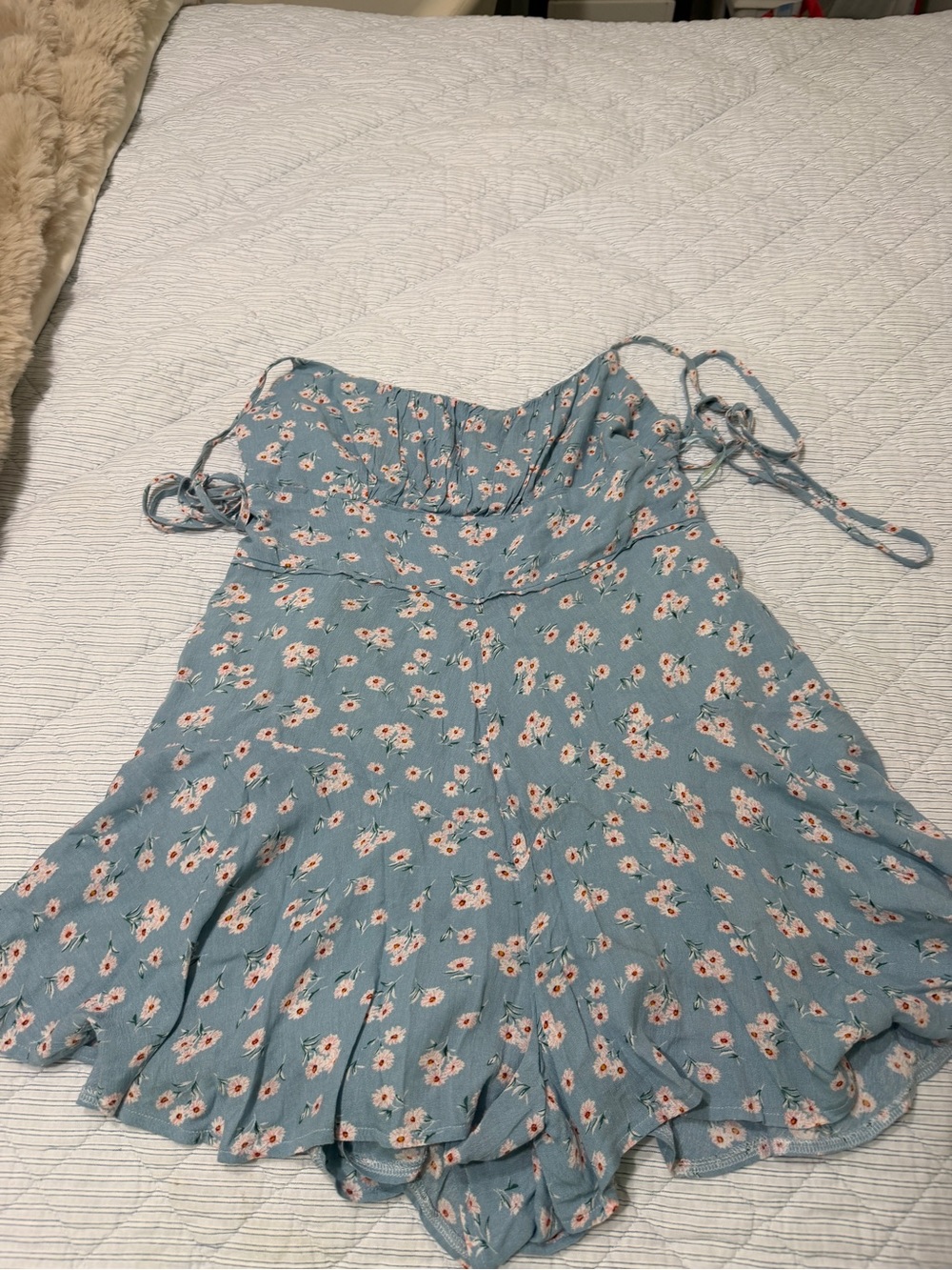 Blue Floral Tie-Strap Women's Romper